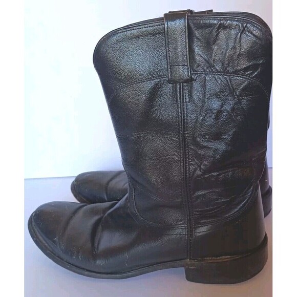 Old West Men's Boots SRM4010 Leather Black 11D Pull On Western Cowboy Giddy Up - Picture 8 of 13